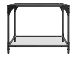 2 pcs Mesas de centro | Mesa de apoio | Mesa de café c/ topo vidro 50x50x40cm aço^ Outlet