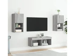 vidaxl Móvel De Tv*4 pcs móveis de parede para TV com luzes LED sonoma Cinzento