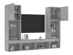 vidaxl Móvel De Tv*5 pcs móveis parede p/ TV c/ LEDs deriv. madeira cinza cimento Cinzento