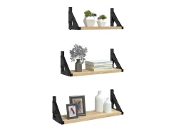 3 pcs prateleiras parede derivados de madeira carvalho sonoma PT969442^ Best