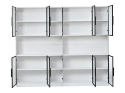 2 Vitrines Altas Modernas de Vidro - 120 x 34 x 200 cm - com LEDs + 6 Portas + Prateleira - Aglomerado -*Merax