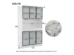 2 Vitrines altas modernas de vidro - 120 x 36 x 200 cm - com LEDs + 6 portas - para coleções/quarto - aglomerado -*Merax Best