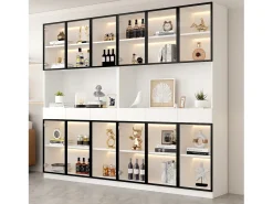 2 Vitrines altas modernas de vidro - 120 x 36 x 200 cm - com LEDs + 6 portas - para coleções/quarto - aglomerado -*Merax Best