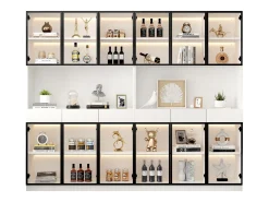 2 Vitrines altas modernas de vidro - 120 x 36 x 200 cm - com LEDs + 6 portas - para coleções/quarto - aglomerado -*Merax Best