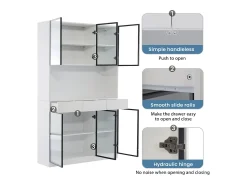 2 Vitrines altas modernas de vidro - 120 x 36 x 200 cm - com LEDs + 6 portas - para coleções/quarto - aglomerado -*Merax Best