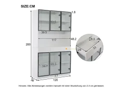2 Vitrines altas modernas de vidro - 120 x 36 x 200 cm - com LEDs + 6 portas - para coleções/quarto - aglomerado -*Merax Best