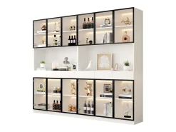 2 Vitrines altas modernas de vidro - 120 x 36 x 200 cm - com LEDs + 6 portas - para coleções/quarto - aglomerado -*Merax Best