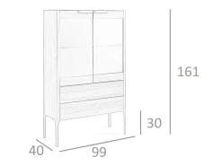 Hot Aparador alto em nogueira com tampo de vidro em imitação de mármore e iluminação interior 3075 Vitrina