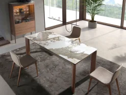Hot Aparador alto em nogueira com tampo de vidro em imitação de mármore e iluminação interior 3075 Vitrina