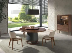 Hot Aparador alto em nogueira com tampo de vidro em imitação de mármore e iluminação interior 3075 Vitrina