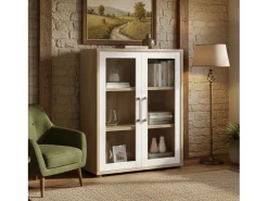 Aparador Ampezzo, Buffet de sala, Aparador de sala, Despensa de cozinha, 89x40 h113 cm, Carvalho e Branco*Dmora Best