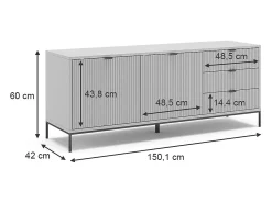 Vicco Móvel De Tv*Aparador cinza 150x42x60 eliza Cinzento