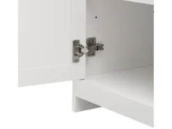 Best Aparador com acabamento em madeira branca, armário de cozinha com bancada, 160 x 37 x 75 cm, Vitrina