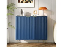 Aparador de Duas Portas em Azul Marinho com Pés Dourados – Design Moderno e Elegante^ Online
