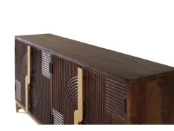 Outlet Aparador de madeira maciça com quatro portas e detalhes dourados Vitrina