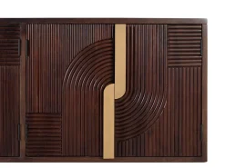 Outlet Aparador de madeira maciça com quatro portas e detalhes dourados Vitrina