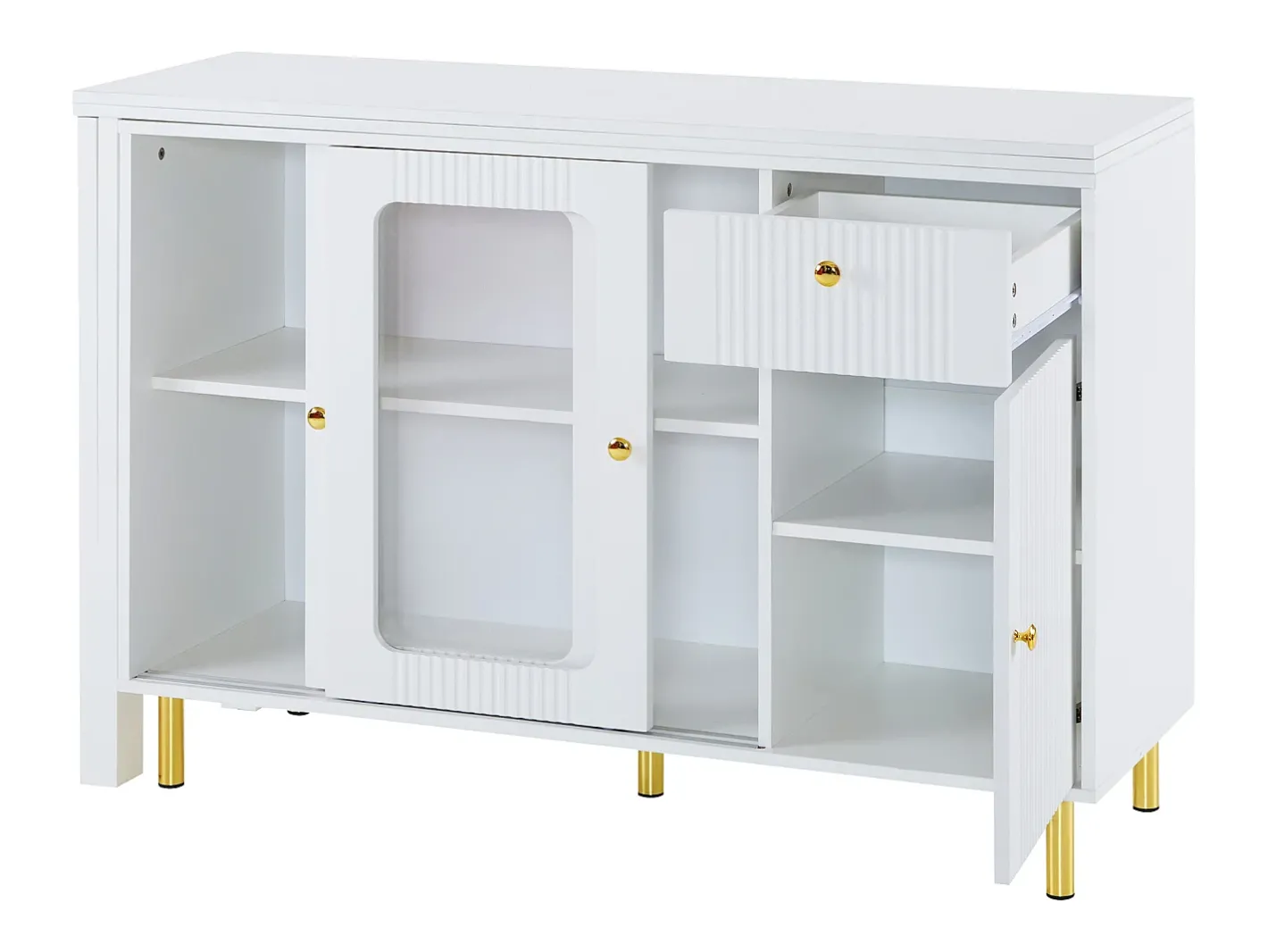 Aparador moderno com tampo giratório retrátil - arrumação diversa - MDF -^ModernLuxe Online