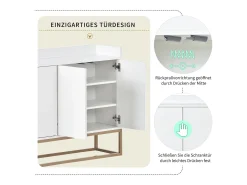 Aparador Moderno Minimalista 120cm com 4 Portas, Estrutura em Metal e Prateleiras Ajustáveis – e Dourado* Sale