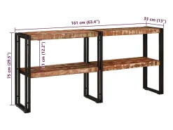 Aparador Multicolor 160 x 33 x 75 cm Madeira Reforçada Sólida*vidaxl Best