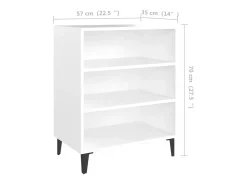 vidaxl Prateleira*Aparador 57x35x70 cm contraplacado Branco