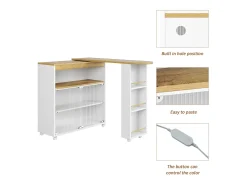 Aparador、Armário bar giratório e retrátil com LED - compartimentos e prateleira para temperos -^ModernLuxe New