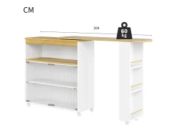 Aparador、Armário bar giratório e retrátil com LED - compartimentos e prateleira para temperos -^ModernLuxe New