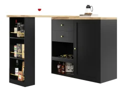 Aparador、Móvel bar giratório e retrátil - 2 gavetas e 6 compartimentos - Móvel De Bar