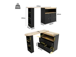 Aparador、Móvel bar giratório e retrátil - 4 gavetas e 4 compartimentos - Móvel De Bar