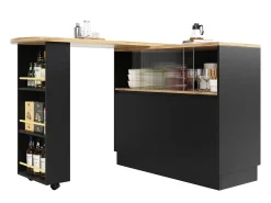 Online Aparador、Móvel de bar giratório e retrátil em MDF - amplo espaço de arrumação - estilo contemporâneo - Móvel De Bar