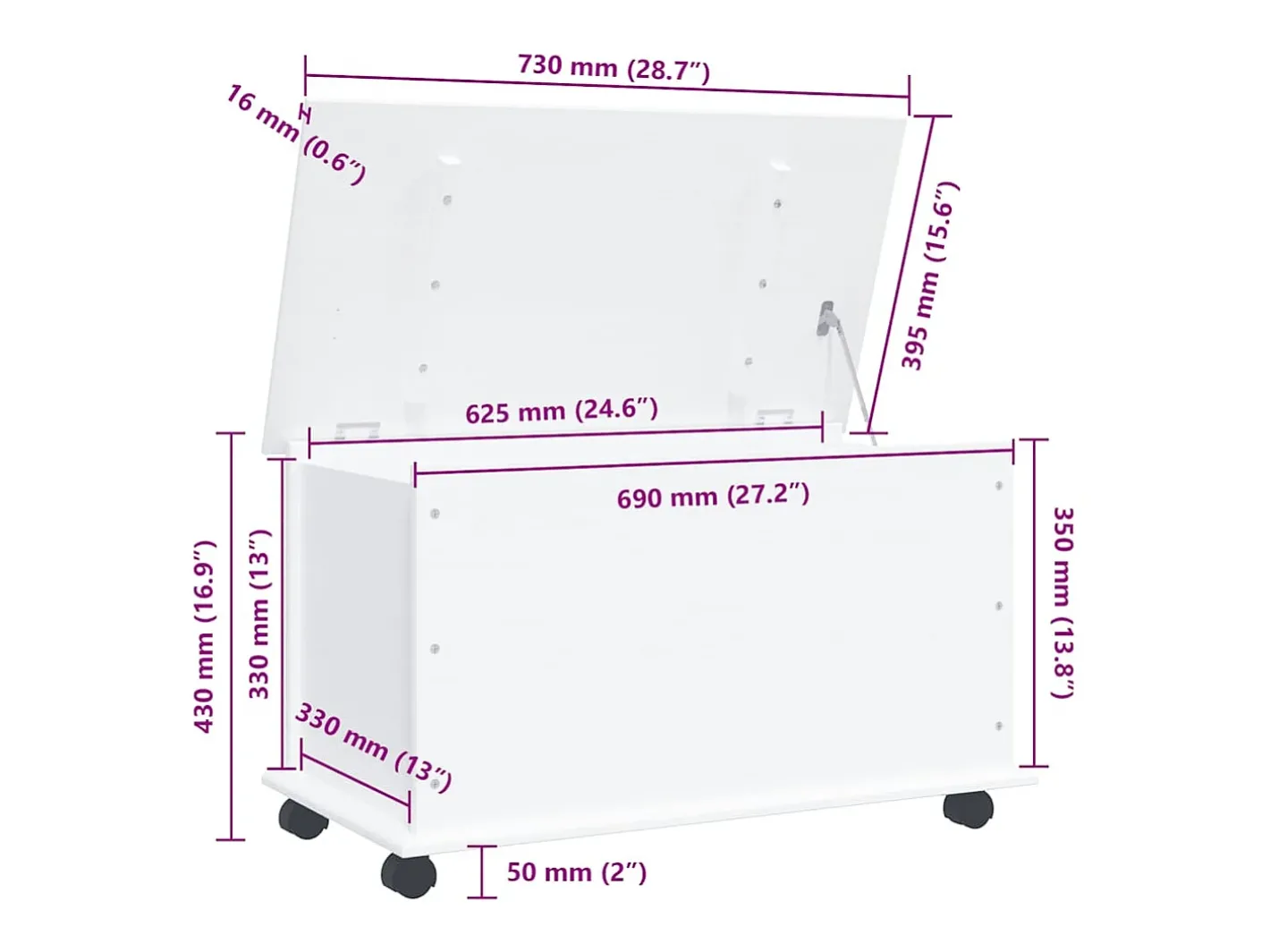 Arca arrumação c/ rodas ALTA 73x39,5x43 cm pinho maciço*vidaxl Outlet