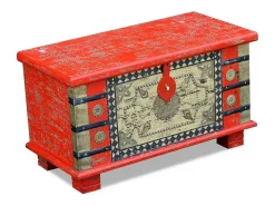 Acessórios De Arrumação*Arca arrumos madeira de mangueira 80x40x45 cm PT139700 Vermelho