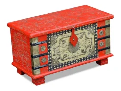 Acessórios De Arrumação*Arca arrumos madeira de mangueira 80x40x45 cm PT139700 Vermelho