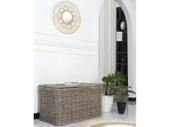Discount Arca de arrumação em kubu TIMGAD - C100 x L55 x A55 cm - Cinza Acessórios De Arrumação