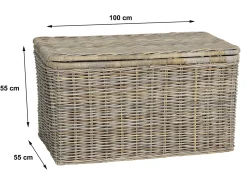 Discount Arca de arrumação em kubu TIMGAD - C100 x L55 x A55 cm - Cinza Acessórios De Arrumação