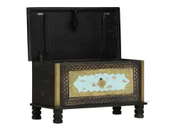 vidaxl Acessórios De Arrumação*Arca de arrumação 80x40x45 cm madeira de mangueira maciça Preto