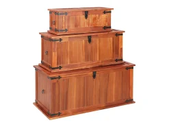 Arcas de arrumação 3 pcs madeira de acácia maciça*vidaxl Sale