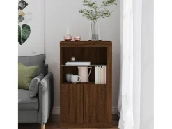 vidaxl Vitrina*Armário apoio c/ luzes LED derivados madeira carvalho castanho Natural claro