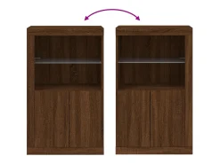 vidaxl Vitrina*Armário apoio c/ luzes LED derivados madeira carvalho castanho Natural claro