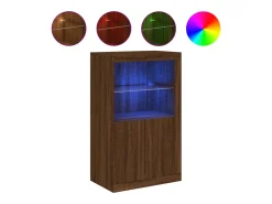 vidaxl Vitrina*Armário apoio c/ luzes LED derivados madeira carvalho castanho Natural claro