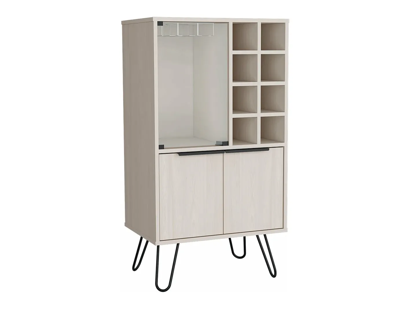 armário bar em melamina aster com 8 suportes para garrafas, 9 suportes para copos e arrumação inferior , , 109,4 cm X 59,6 cm X 40 cm*TuHome New