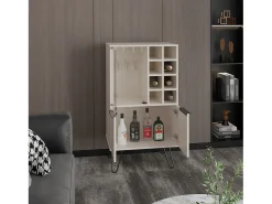 armário bar em melamina aster com 8 suportes para garrafas, 9 suportes para copos e arrumação inferior , , 109,4 cm X 59,6 cm X 40 cm*TuHome New