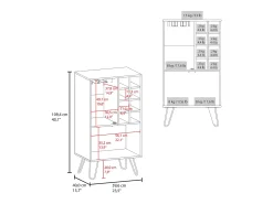 armário bar em melamina aster com 8 suportes para garrafas, 9 suportes para copos e arrumação inferior , , 109,4 cm X 59,6 cm X 40 cm*TuHome New