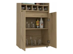 Armário bar em melamina Prana com 4 prateleiras, 2 portas, 4 suportes para garrafas e 6 suportes para copos, , 180 cm X 58.4 cm X 37 cm^TuHome Outlet