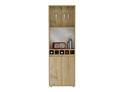 Armário bar em melamina Prana com 4 prateleiras, 2 portas, 4 suportes para garrafas e 6 suportes para copos, , 180 cm X 58.4 cm X 37 cm^TuHome Outlet