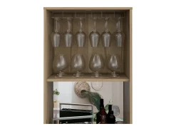 Armário bar em melamina Prana com 4 prateleiras, 2 portas, 4 suportes para garrafas e 6 suportes para copos, , 180 cm X 58.4 cm X 37 cm^TuHome Outlet