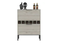 Sale Armário bar Lyrata em melamina com prateleira para vinhos, suporte para copos e 4 prateleiras , 110 cm X 80 cm X 35 cm , / prateado Móvel De Bar