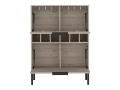 Sale Armário bar Lyrata em melamina com prateleira para vinhos, suporte para copos e 4 prateleiras , 110 cm X 80 cm X 35 cm , / prateado Móvel De Bar