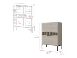 Sale Armário bar Lyrata em melamina com prateleira para vinhos, suporte para copos e 4 prateleiras , 110 cm X 80 cm X 35 cm , / prateado Móvel De Bar