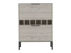 Sale Armário bar Lyrata em melamina com prateleira para vinhos, suporte para copos e 4 prateleiras , 110 cm X 80 cm X 35 cm , / prateado Móvel De Bar