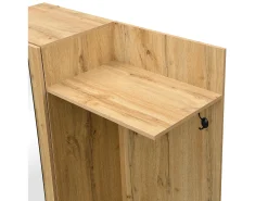 Armário com espelho - 98,5 x 38 x 191 cm - com sapateira + gaveta + 2 portas + banco - MDF - natural^Merax Best